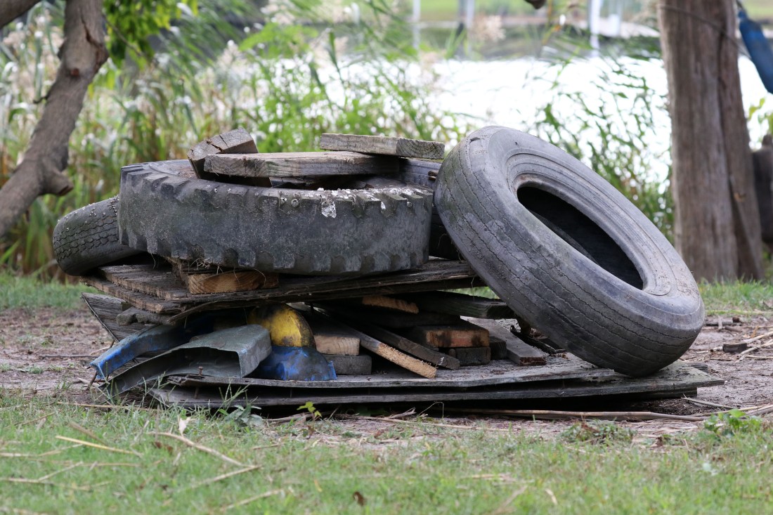 Pile of trash that was pulled out of the Indian River