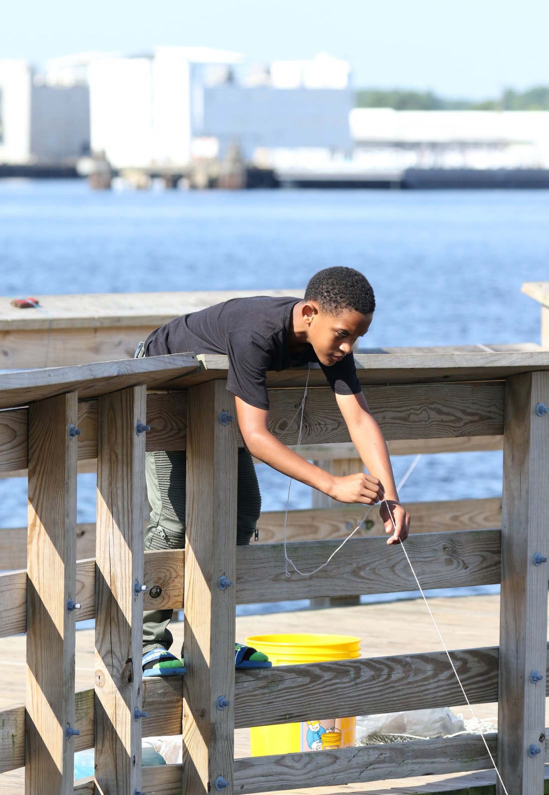 Trevon checking his line